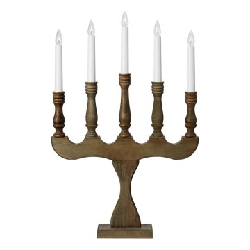 Markslöjd 706280 - Ziemassvētku svečturis SVANEHOLM 5xE10/3W/230V priede/brūna