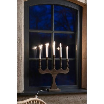 Markslöjd 706280 - Ziemassvētku svečturis SVANEHOLM 5xE10/3W/230V priede/brūna