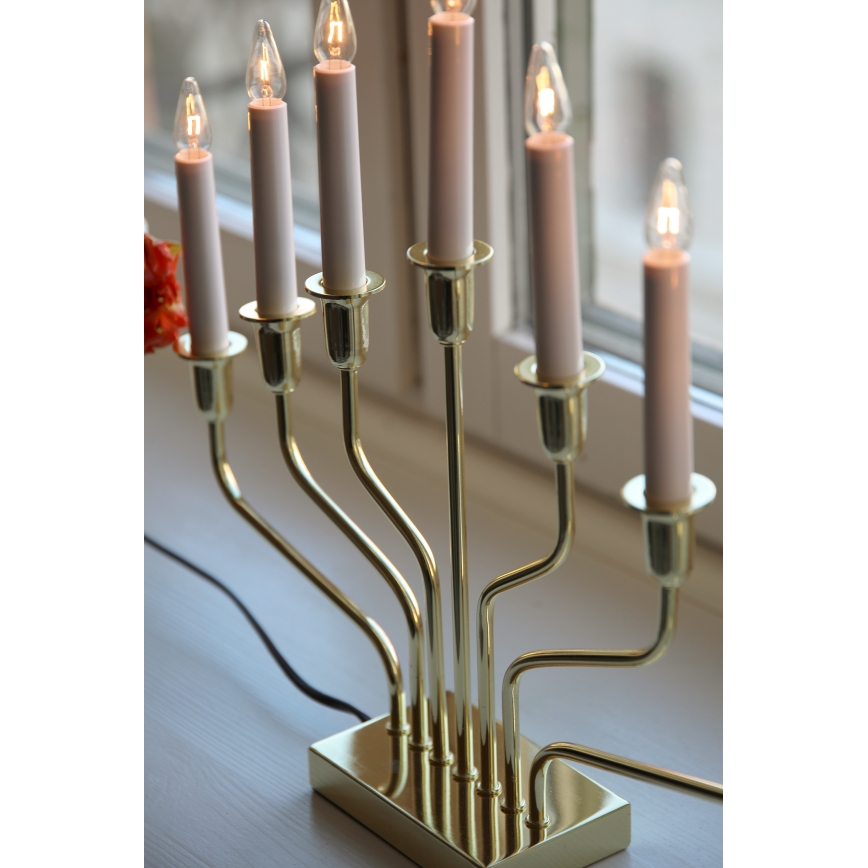 Markslöjd 706561 - Ziemassvētku svečturis BROSA 7xE10/3W/230V zelta