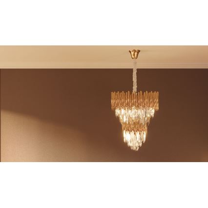 MAXLIGHT P0283 - Lustra ar ķēdi VOGUE 16xE14/40W/230V d. 60 cm zelta
