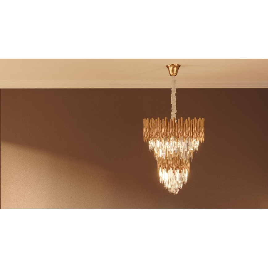 MAXLIGHT P0283 - Lustra ar ķēdi VOGUE 16xE14/40W/230V d. 60 cm zelta