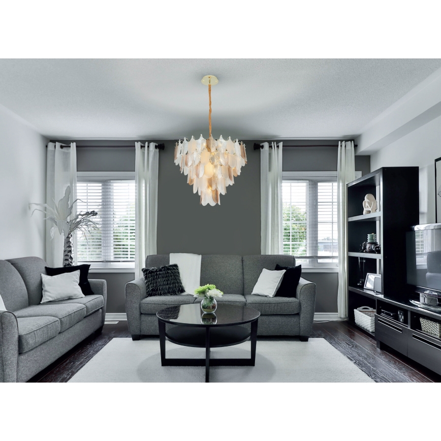 MAXLIGHT P0417 - Lustra ar ķēdi ARWENA 7xE14/40W/230V d. 50 cm zelta
