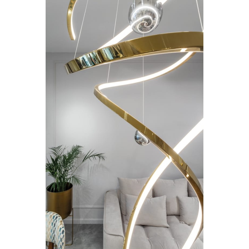 MAXLIGHT P0483D - LED Aptumšojama lustra ar auklu RITZ LED/100W/230V d. 60 cm CRI 90 misiņš
