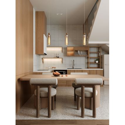 MAXLIGHT P0510 - Lustra ar auklu CAMPANILA 1xE27/40W/230V d. 10 cm misiņš/bēša