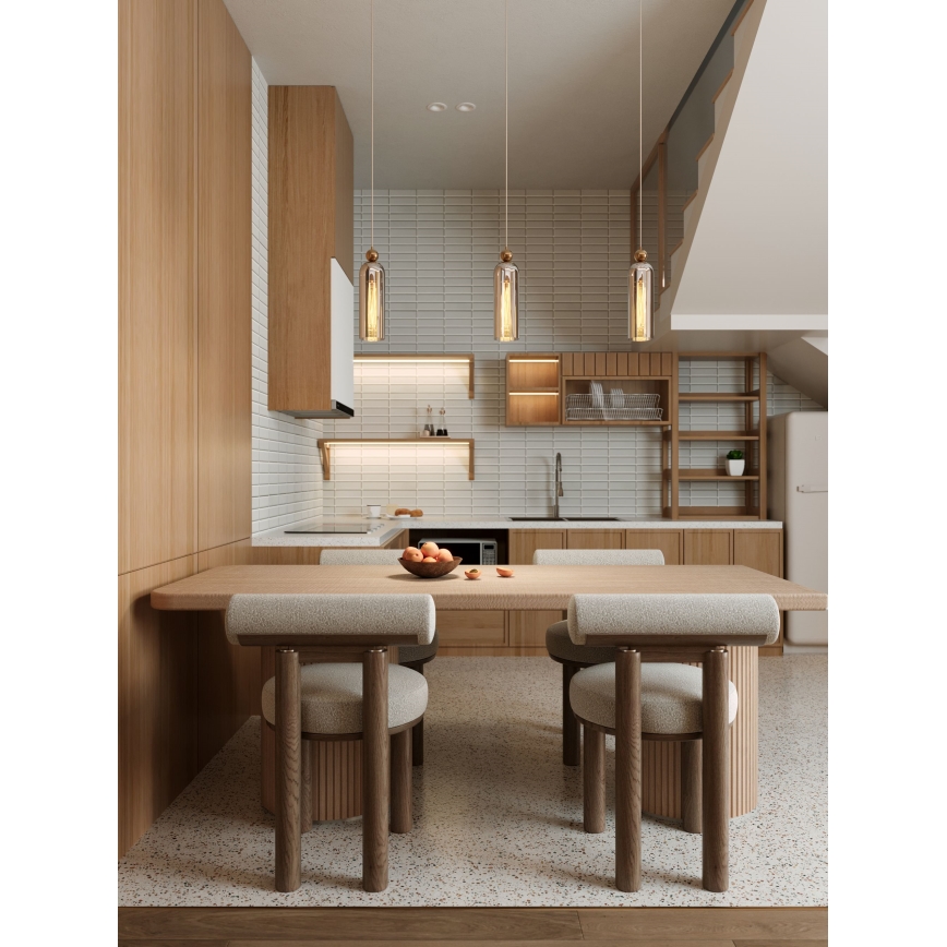 MAXLIGHT P0510 - Lustra ar auklu CAMPANILA 1xE27/40W/230V d. 10 cm misiņš/bēša