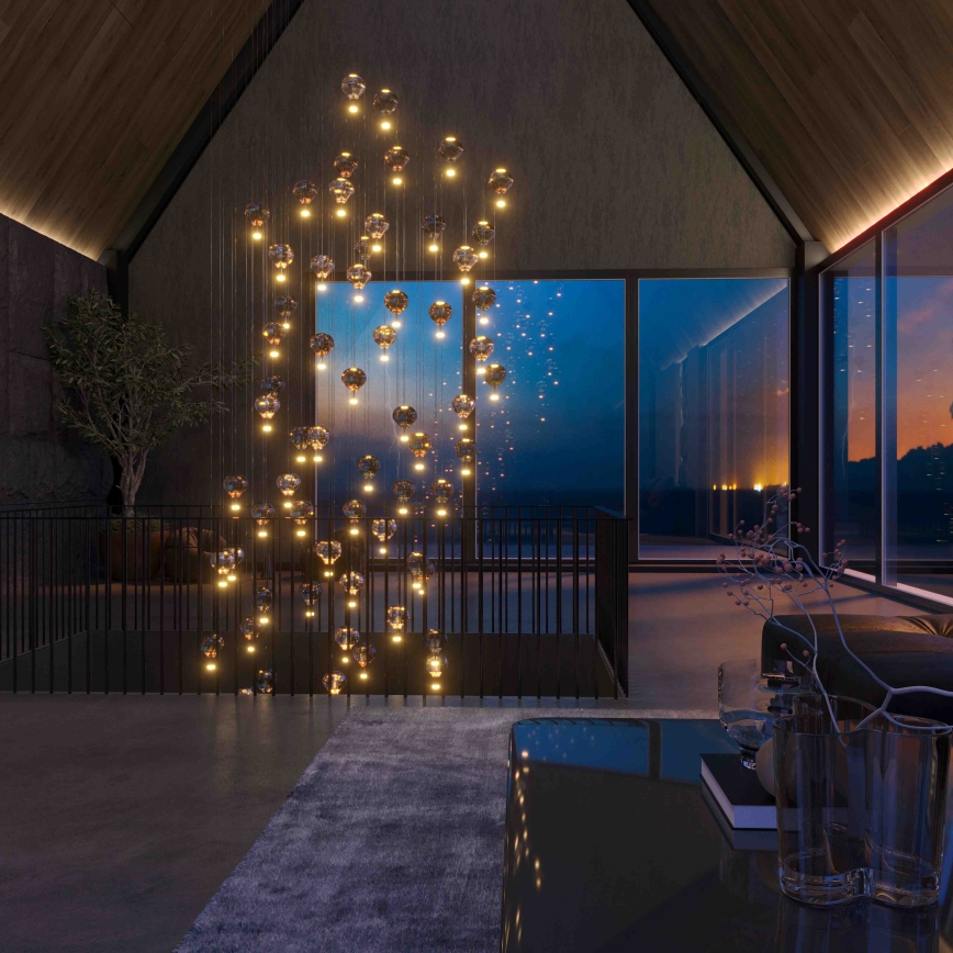 MAXLIGHT P0526D - LED Aptumšojama lustra ar auklu PALLONCINI 11xLED/6W/230V d. 45 cm caurspīdīga/bēša/dūmakains