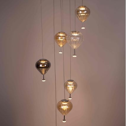 MAXLIGHT P0526D - LED Aptumšojama lustra ar auklu PALLONCINI 11xLED/6W/230V d. 45 cm caurspīdīga/bēša/dūmakains