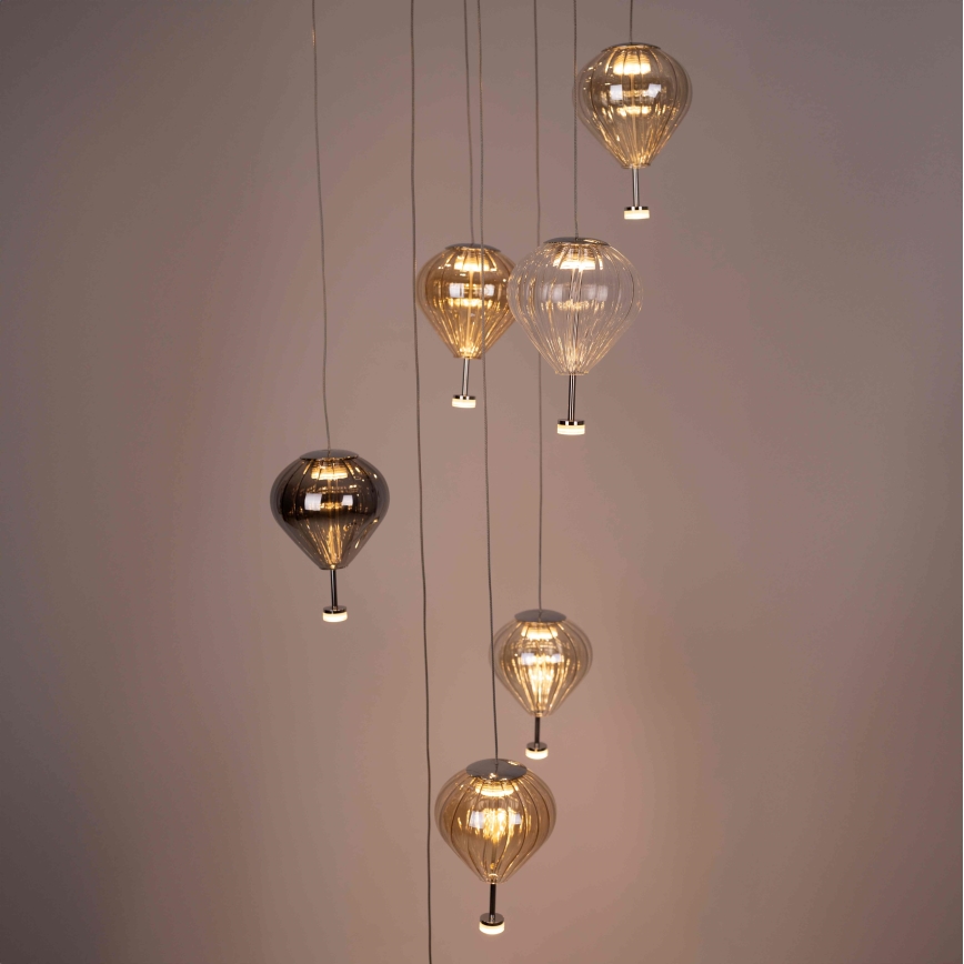 MAXLIGHT P0526D - LED Aptumšojama lustra ar auklu PALLONCINI 11xLED/6W/230V d. 45 cm caurspīdīga/bēša/dūmakains
