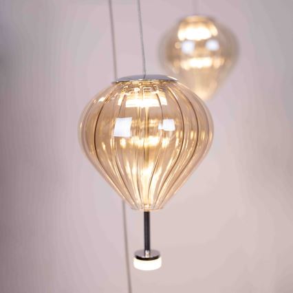 MAXLIGHT P0526D - LED Aptumšojama lustra ar auklu PALLONCINI 11xLED/6W/230V d. 45 cm caurspīdīga/bēša/dūmakains