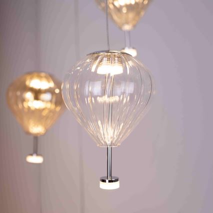 MAXLIGHT P0526D - LED Aptumšojama lustra ar auklu PALLONCINI 11xLED/6W/230V d. 45 cm caurspīdīga/bēša/dūmakains