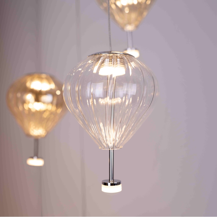 MAXLIGHT P0526D - LED Aptumšojama lustra ar auklu PALLONCINI 11xLED/6W/230V d. 45 cm caurspīdīga/bēša/dūmakains