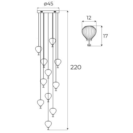 MAXLIGHT P0526D - LED Aptumšojama lustra ar auklu PALLONCINI 11xLED/6W/230V d. 45 cm caurspīdīga/bēša/dūmakains