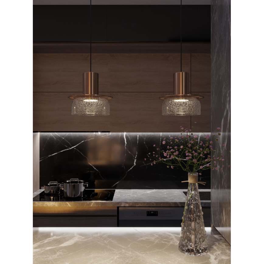 MAXLIGHT P0530 - LED Lustra ar auklu SIGNATURE LED/8W/230V d. 15 cm misiņš/caurspīdīga