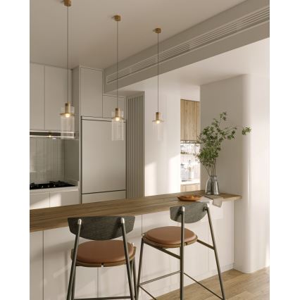 MAXLIGHT P0531 - LED Lustra ar auklu SIGNATURE LED/8W/230V d. 15 cm misiņš/caurspīdīga