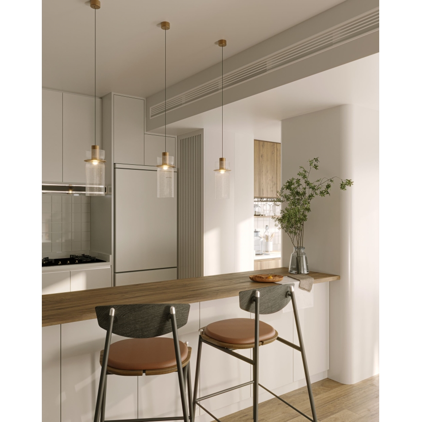 MAXLIGHT P0531 - LED Lustra ar auklu SIGNATURE LED/8W/230V d. 15 cm misiņš/caurspīdīga
