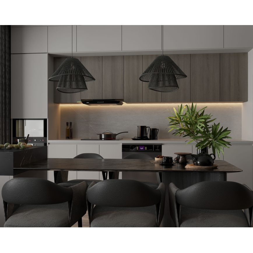 MAXLIGHT P0580 - Lustra ar auklu AMALFI 1xE27/15W/230V d. 45 cm melna
