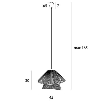 MAXLIGHT P0580 - Lustra ar auklu AMALFI 1xE27/15W/230V d. 45 cm melna