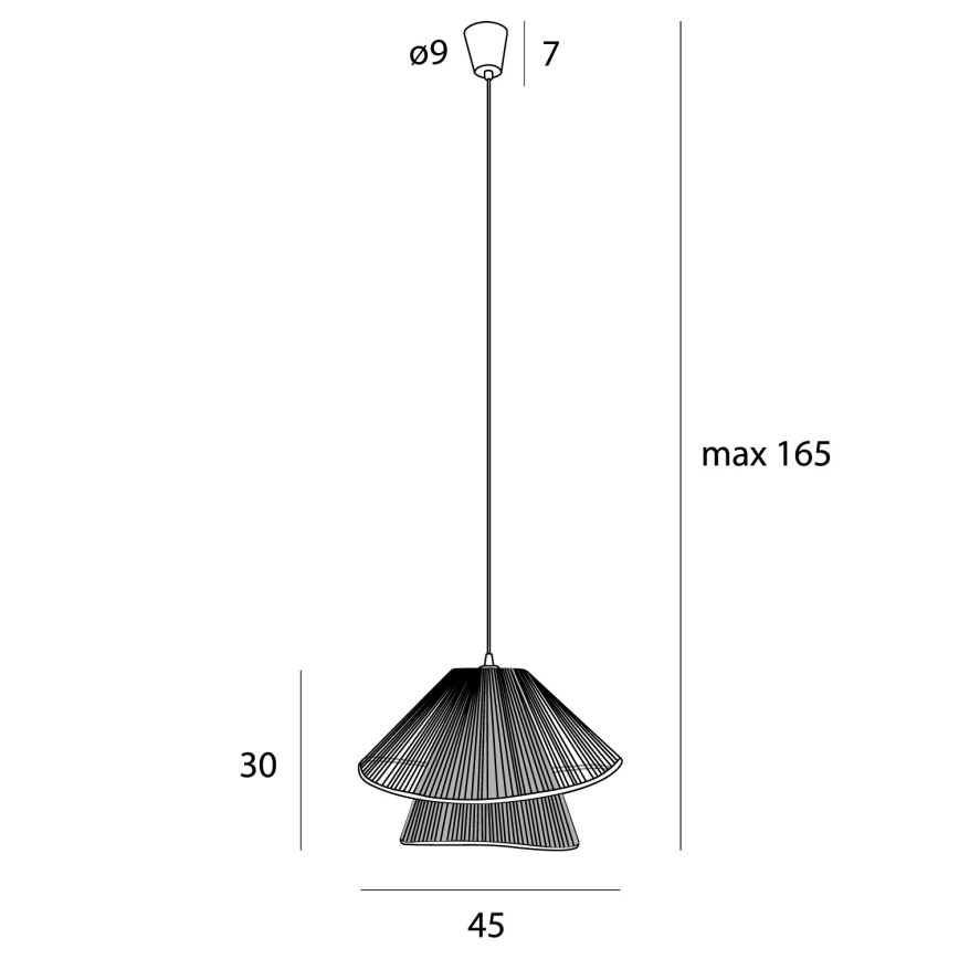 MAXLIGHT P0580 - Lustra ar auklu AMALFI 1xE27/15W/230V d. 45 cm melna