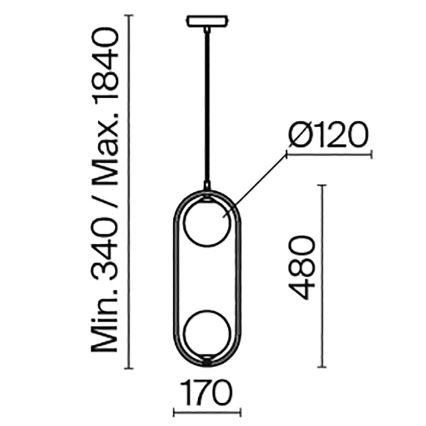 Maytoni MOD013PL-02BS1 - Lustra ar auklu RING 2xG9/25W/230V misiņš