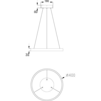 Maytoni MOD058PL-L22B3K - LED Lustra ar auklu RIM LED/25W/230V 3000K d. 40 cm melna