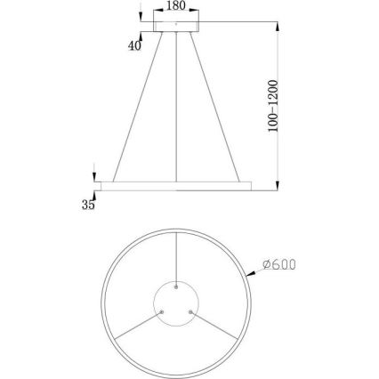 Maytoni MOD058PL-L32B3K - LED Lustra ar auklu RIM LED/37W/230V 3000K d. 60 cm melna