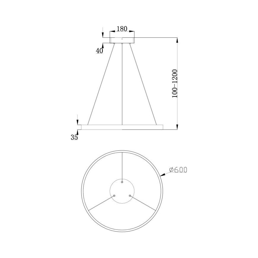 Maytoni MOD058PL-L32B3K - LED Lustra ar auklu RIM LED/37W/230V 3000K d. 60 cm melna