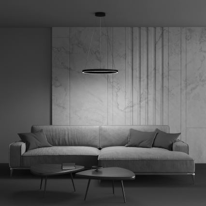 MOD058PL-L32B4K - LED Lustra ar auklu RIM LED/37W/230V 4000K d. 60 cm melna