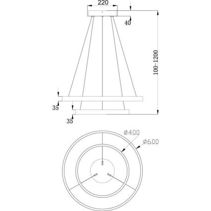 Maytoni MOD058PL-L55B3K - LED Lustra ar auklu RIM LED/61W/230V 3000K d. 60 cm melna