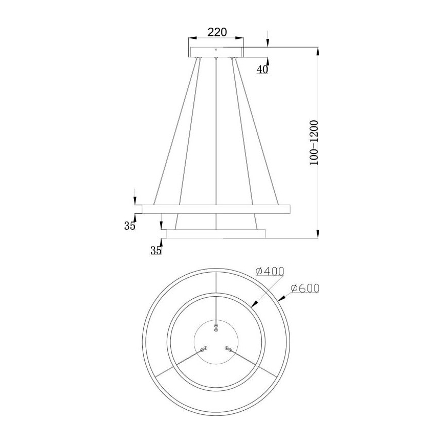 Maytoni MOD058PL-L55B3K - LED Lustra ar auklu RIM LED/61W/230V 3000K d. 60 cm melna