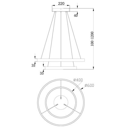 Maytoni MOD058PL-L55BS3K - LED Lustra ar auklu RIM LED/61W/230V 3000K d. 60 cm zelta