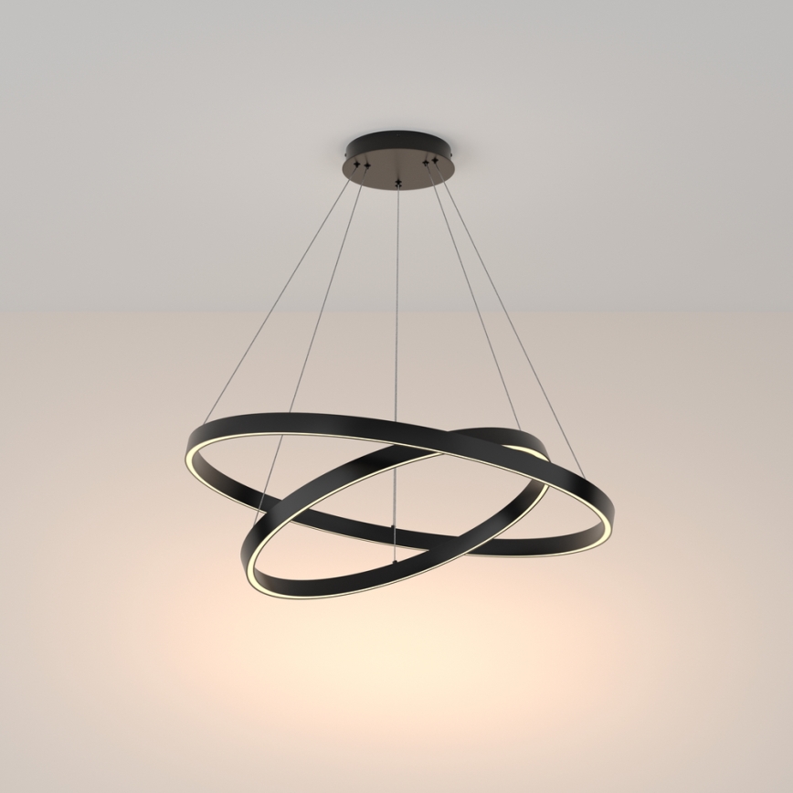 Maytoni MOD058PL-L74B3K - LED Lustra ar auklu RIM LED/88W/230V 3000K d. 80 cm melna