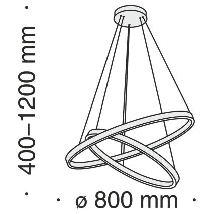 Maytoni MOD058PL-L74B3K - LED Lustra ar auklu RIM LED/88W/230V 3000K d. 80 cm melna