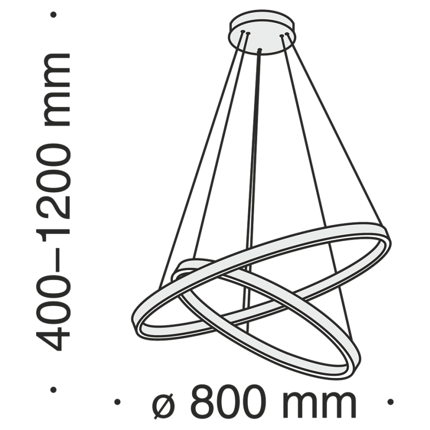 Maytoni MOD058PL-L74B3K - LED Lustra ar auklu RIM LED/88W/230V 3000K d. 80 cm melna