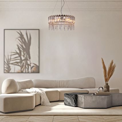 Maytoni MOD097PL-08CH - Lustra ar auklu HAIL 8xE14/40W/230V d. 60,5 cm spīdīgi hromēts