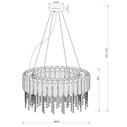 Maytoni MOD097PL-08CH - Lustra ar auklu HAIL 8xE14/40W/230V d. 60,5 cm spīdīgi hromēts