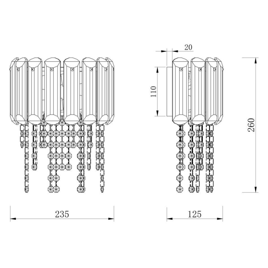 Maytoni MOD097WL-02CH - Sienas lampa HAIL 2xE14/40W/230V spīdīgi hromēts
