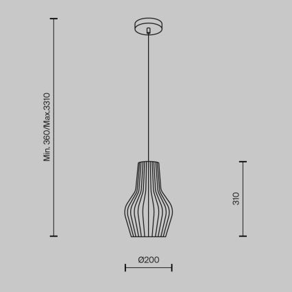 Maytoni MOD191PL-01W - Lustra ar auklu ROOTS 1xE27/40W/230V d. 20 cm bēša