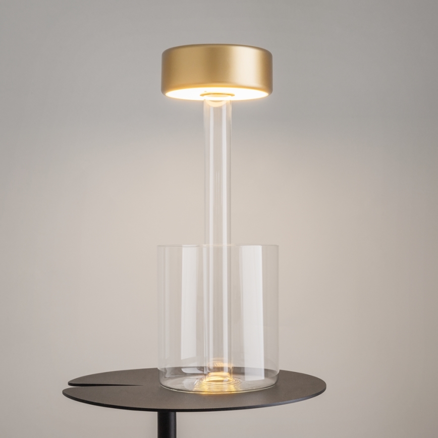 Maytoni MOD229TL-L3G3K1 - LED Aptumšojama uzlādējams pārvietojams galda lampa LED/3W/5V 2200-4000K zelta/caurspīdīga