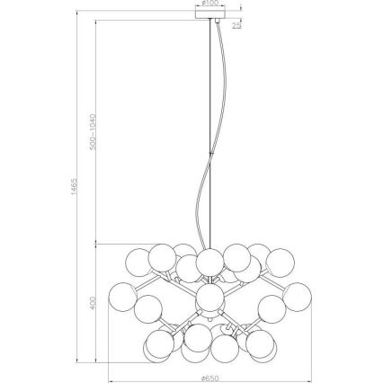 Maytoni MOD545PL-24B - Lustra ar auklu DALLAS 24xG9/28W/230V melna