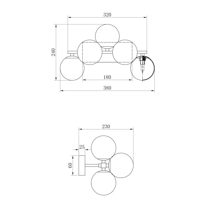 Maytoni MOD547WL-05B - Sienas lampa DALLAS 5xG9/28W/230V melna
