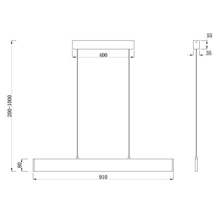 Maytoni P010PL-L23B4K - LED Lustra ar auklu STEP LED/23W/230V 4000K 91 cm melna