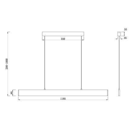 Maytoni P010PL-L30B4K - LED Lustra ar auklu STEP LED/30W/230V 4000K 118,5 cm melna