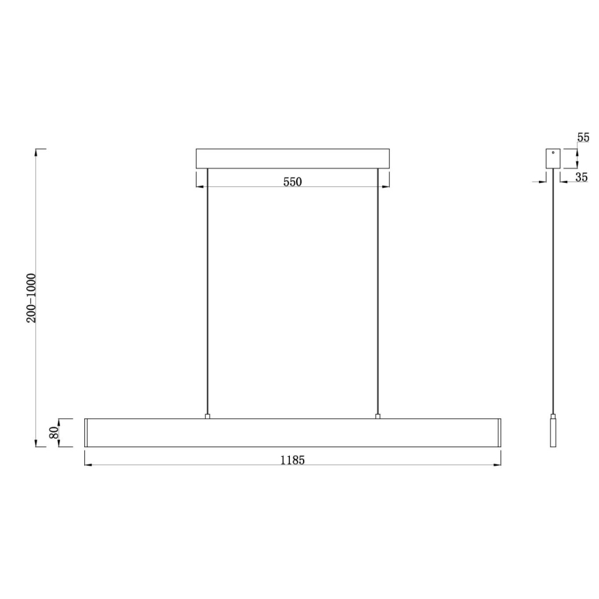 Maytoni P010PL-L30B4K - LED Lustra ar auklu STEP LED/30W/230V 4000K 118,5 cm melna