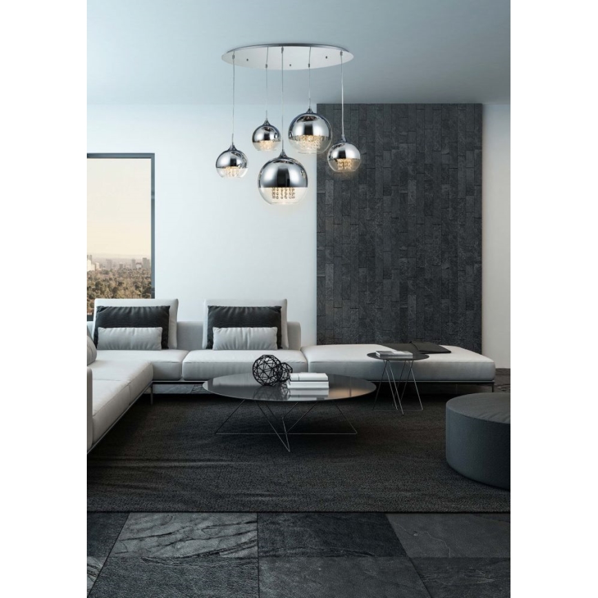 Maytoni P140-PL-170-5-N - Lustra ar auklu FERMI 5xE27/60W/230V spīdīgi hromēts