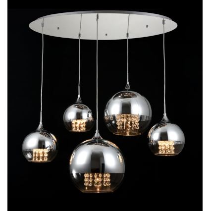 Maytoni P140-PL-170-5-N - Lustra ar auklu FERMI 5xE27/60W/230V spīdīgi hromēts