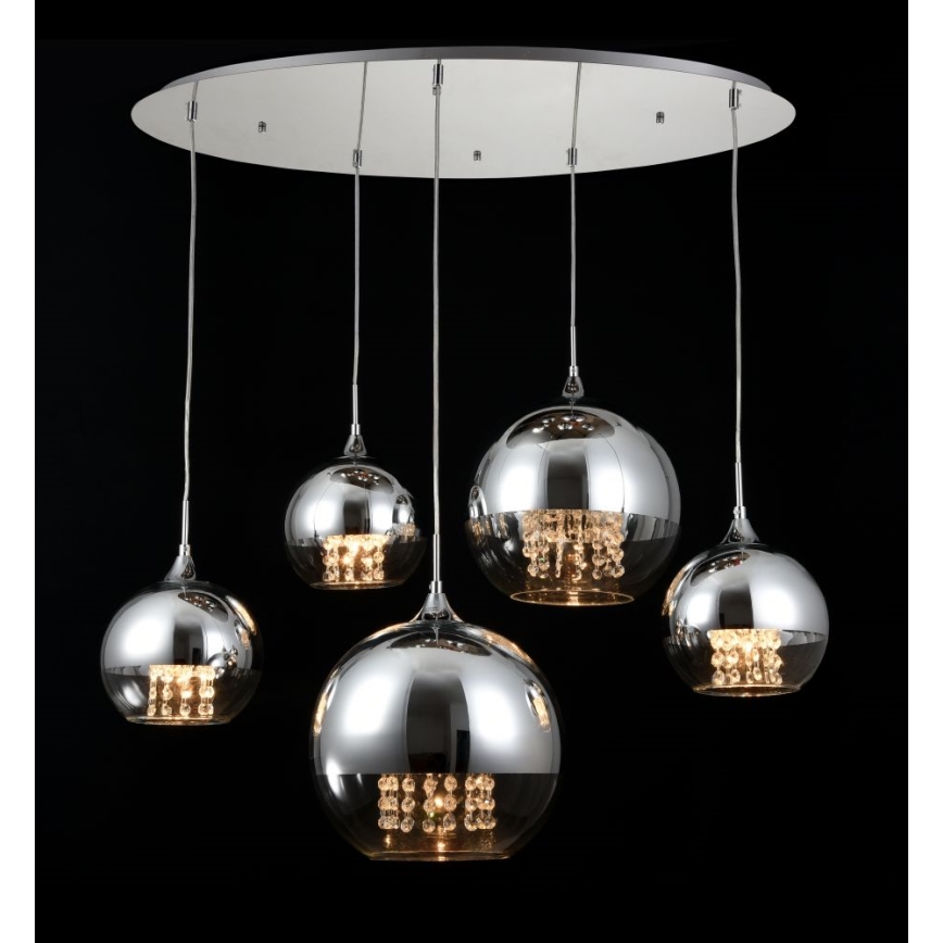 Maytoni P140-PL-170-5-N - Lustra ar auklu FERMI 5xE27/60W/230V spīdīgi hromēts