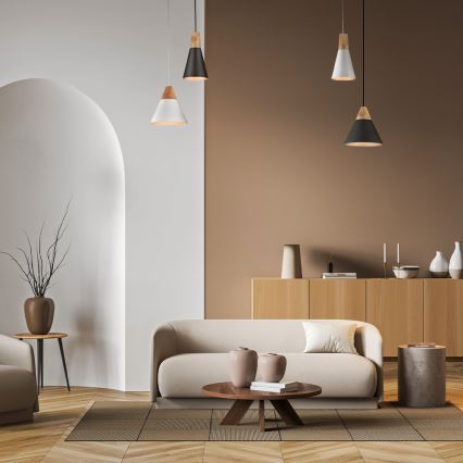 Maytoni P359-PL-140-W - Lustra ar auklu BICONES 1xE27/60W/230V d. 14 cm balta/bēša