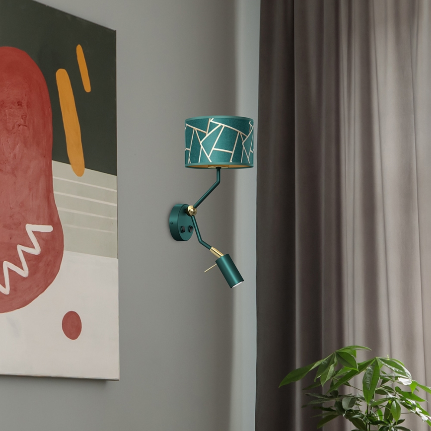 Maza sienas lampa ZIGGY 1xE27/40W/230V + 1xGU10/MR11/7W zaļa/zelta