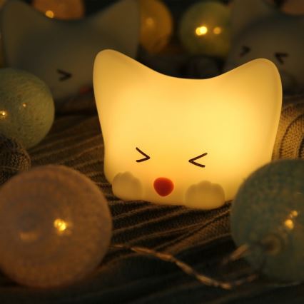 MegaLight - LED RGB Aptumšojama uzlādējams bērnu skārienvadāma lampa CATTY CAT LED/5V