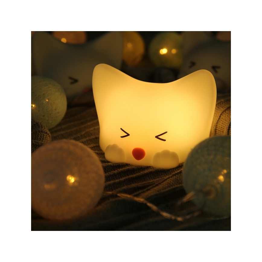 MegaLight - LED RGB Aptumšojama uzlādējams bērnu skārienvadāma lampa CATTY CAT LED/5V